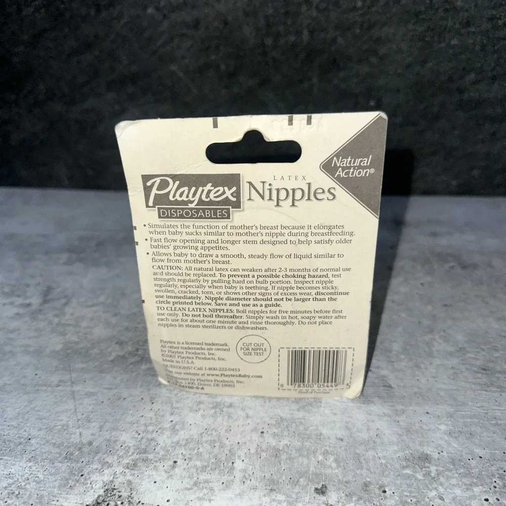 Vintage Playtex Natural Action Flat Top Latex Baby Bottle Nipples Fast Flow  (G)